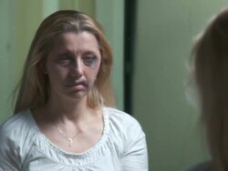 HD DOLLY: Abused Wife Calling 911 Stock Footage