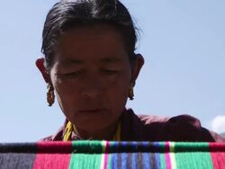CU LA Woman making loom / Durma, Banke District, Nepal Stock Footage