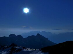 full moon over mountains, Alps, view from SÃƒÂ¤ntis Stock Footage