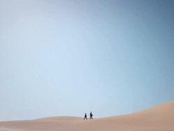 Businesspeople in desert Stock Footage