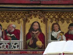 Rothenburg ob der Tauber, Saint Jacob's church, the main Altar, Altar of the Twelve Apostles Stock Footage