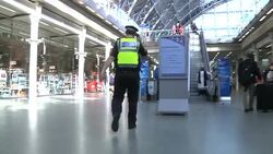 British Transport Police Officers at St Pancras International Station News Clip