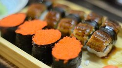 HD:Sushi Japanese food eating Stock Footage