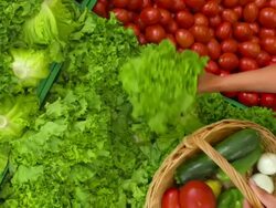 HD CRANE: Woman Shopping In Greengrocer'S Shop Stock Footage