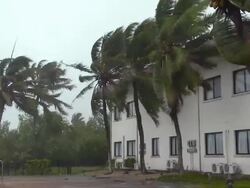 Fierce Hurricane Wind And Rain Lash Pacific Island Stock Footage
