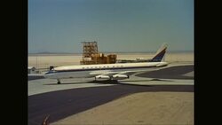 WS TS Douglas DC-8 moving on runway / United States Stock Footage