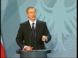 WRAP Blair/Merkel presser, adds Blair on Guantanamo News Clip