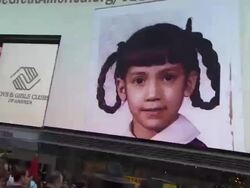 ATMOSPHERE: signage at the Jennifer Lopez Unveils 'Be Great' Youth Advocacy Campaign Billboard Stock Footage