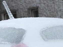Frozen Car In Front Of A House Stock Footage