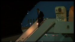 President makes brief refueling stop on way to India News Clip