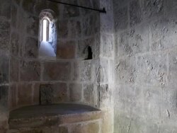 Haghartsin monastery, interior view of Saint Astvatsatsin church Stock Footage