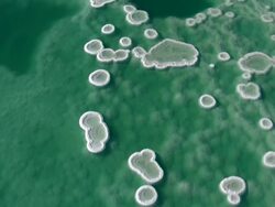 WS AERIAL DS View of dead sea salt formations / Sourn Judea Desert, Israel    Stock Footage