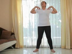 Woman exercise in house Stock Footage
