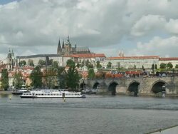 Charles Bridge, Prague Castle and St. Vitus's Cathedral, Prague Stock Footage