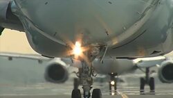 Airplane Taxis by revealing another airplane Stock Footage