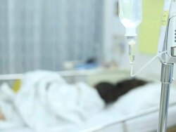 Patient in Hospital with Saline Solution Stock Footage