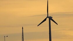 Wind turbine silhouette Stock Footage