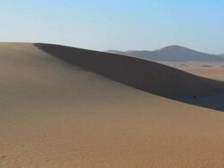 WS View of tall wonderful sand dunes of Hartmann Berge deserted land Hartmann Valley Marie flub with hills and ripples / Namib Desert, Namibia, South Africa Stock Footage