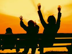 Woman with kids on the playground Stock Footage