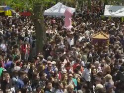 Kanamara Matsuri attracting a lot of visitors Stock Footage