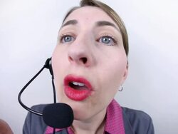 Fisheye Customer Service Rep Talking on Headset Stock Footage