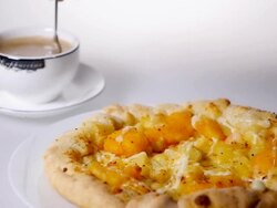 Pizza and coffee Stock Footage