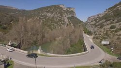 Spain, Burgos, Las Merindades. Southern access through La Mazorra narrow Stock Footage
