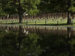 Reflecting Pool and Chair at the OKC Bombing Memorial Stock Footage