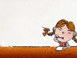 Cartoon little girl threatens Santa for a pony Stock Footage