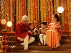 Portrait of a family celebrating diwali festival Stock Footage