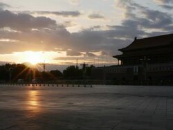 Time Lapse of Beijing Tiananmen Square Traffic at Sunset Stock Footage
