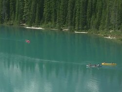 MS People enjoying at Moraine Lake in ten peaks valley at nationalpark / Lake Louise, Alberta, Canada Stock Footage