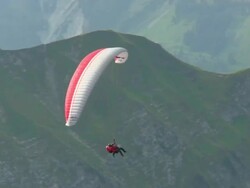 MS TS Shot of paraglider at Mount Nebelhorn / Oberstdorf, Bavaria, Germany Stock Footage