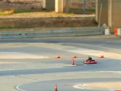 MS T/L Shot of People doing Kart racing around Jamsil Area / Seoul, South Korea Stock Footage