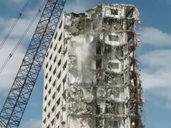 WS View of building demolition / Chicago, Illinois, USA Stock Footage