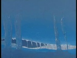 CU Blue colour inside iceberg, icicles hanging, edited sequence, Antarctica Stock Footage