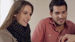 Couple getting keys from agent for new apartment Stock Footage