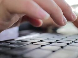 Woman Typing On Laptop Keyboard,Close-up Stock Footage