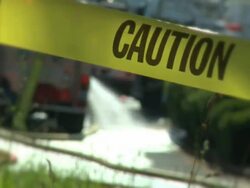 Fire Truck & Caution Tape Stock Footage