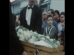 SYND 30 11 69 FUNERAL OF 2 YEAR OLD KILLED BY EL AL OFFICE BOMB News Clip