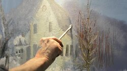 Painting in oils Stock Footage