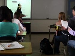 Project Computer Board in Classroom Stock Footage