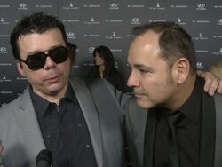 INTERVIEW: Scott Kirkland & Ken Jordan of The Crystal Method at RE:GENERATION Music Project Press Interviews and Premiere on 2/9/12 in Hollywood, CA. Stock Footage
