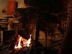 Log Fire for a Warm Fireplace Stock Footage