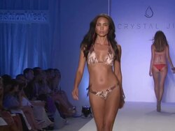 Models walk the runway during the Crystal Jin swimwear 2012 show Stock Footage