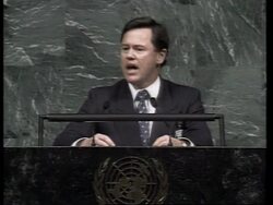 UN: NEW YORK: UN EARTH SUMMIT: NEW ZEALAND MINISTER'S SPEECH News Clip
