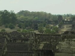 Pull Back Shot Angkor Wat Architecture Siem Reap Cambodia Stock Footage