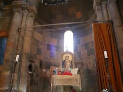 Saghmosavank monastery, interior view of the church Stock Footage