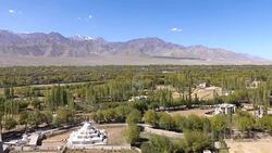 Panorama landscape view looking from Shey Palace in Leh Ladakh, Northern India Stock Footage