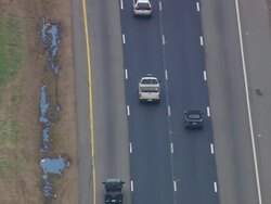 MS AERIAL Shot of Moving car on road / North Carolina, United States Stock Footage
